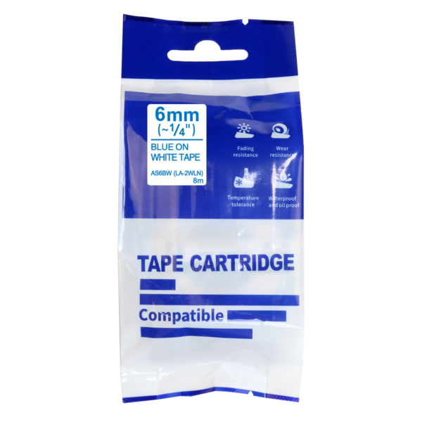 SBT tape for Epson LK2WLN 6mm x 8m Blue on White, standard label - Image 3